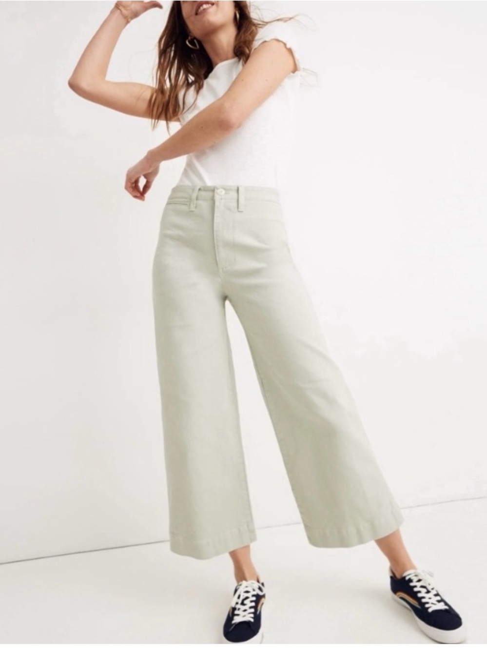 Madewell Emmett Wide  Leg Crop Sea Haze Green 25” Inseam Cotton Canvas